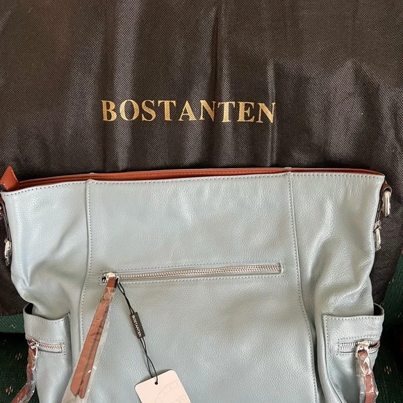 Bostanten Women Blue Leather Hobo Bag Shoulder Strap Tote Large Crossbody NEW - Picture 5 of 10